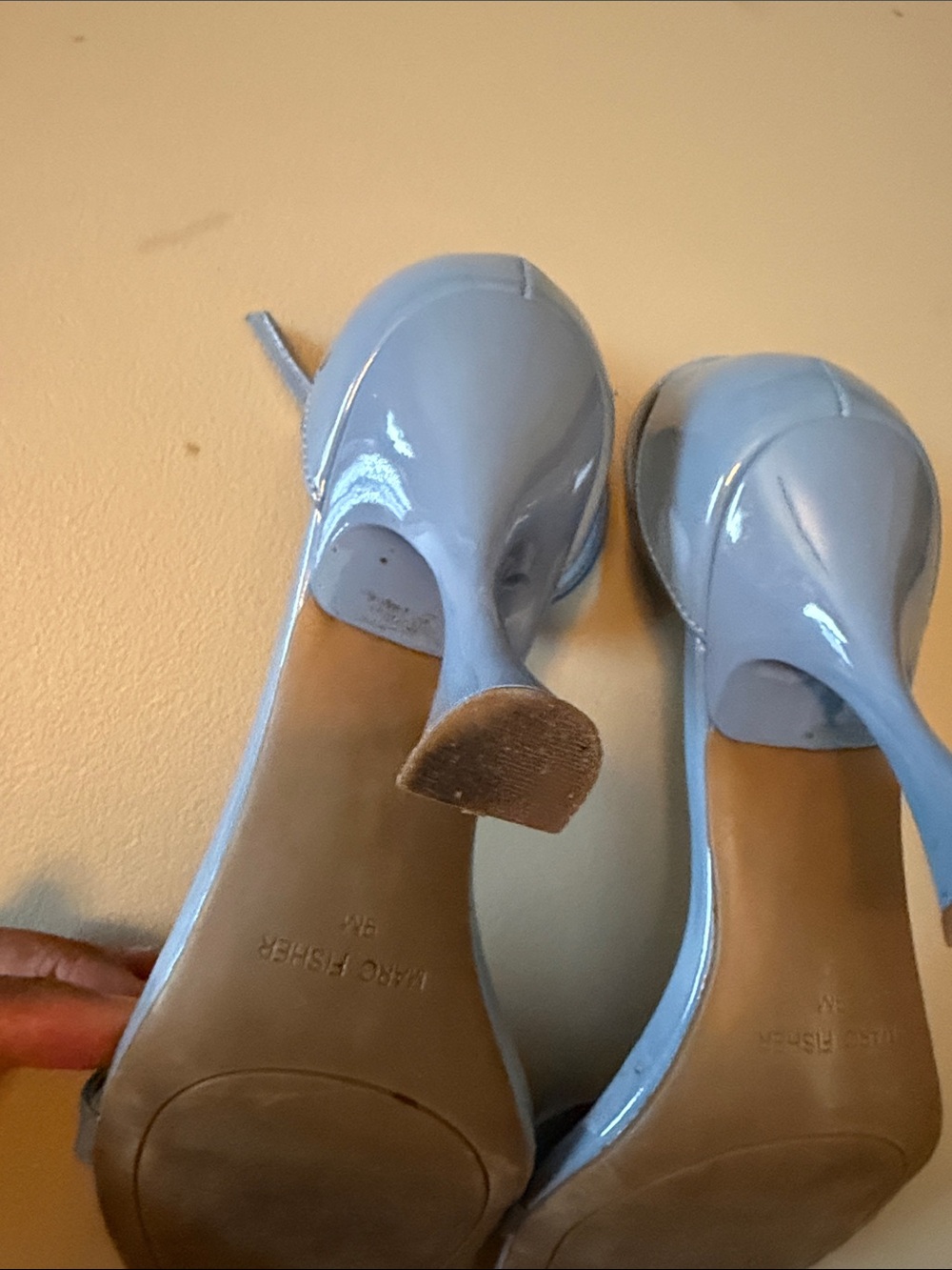 Marc Fisher Powder Blue Square-Toe Ankle-Strap Stilettos - Picture 6 of 13